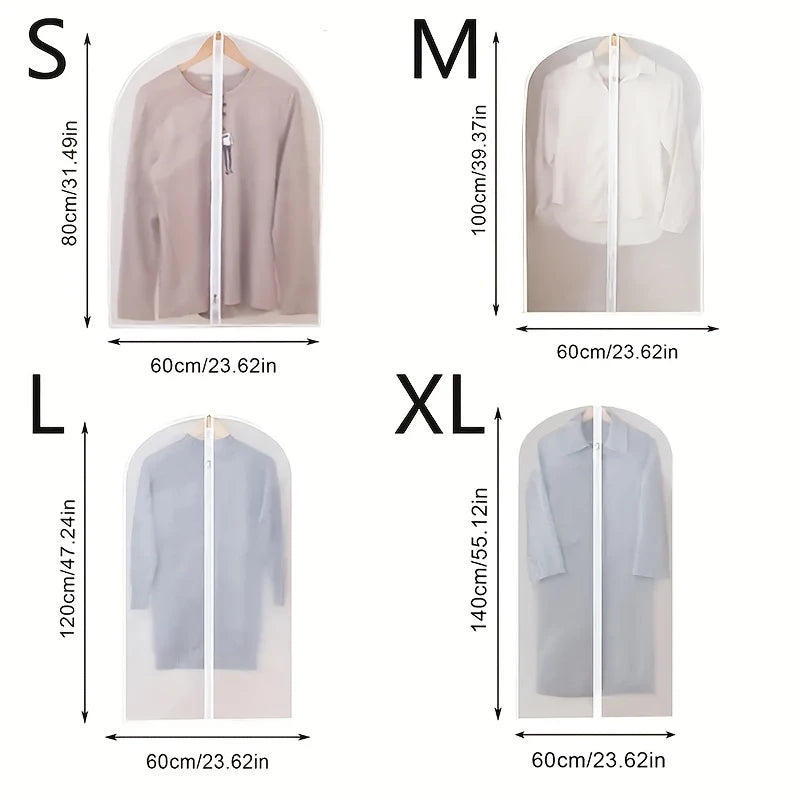 4-Pack Premium Dust-Proof Suit Covers – Garment Bags for Suits, Coats & Dresses