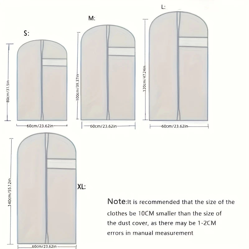 4-Pack Premium Dust-Proof Suit Covers – Garment Bags for Suits, Coats & Dresses